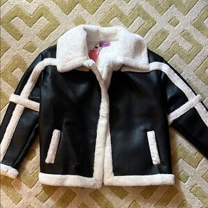 Edikted Shearling Coat Black & White